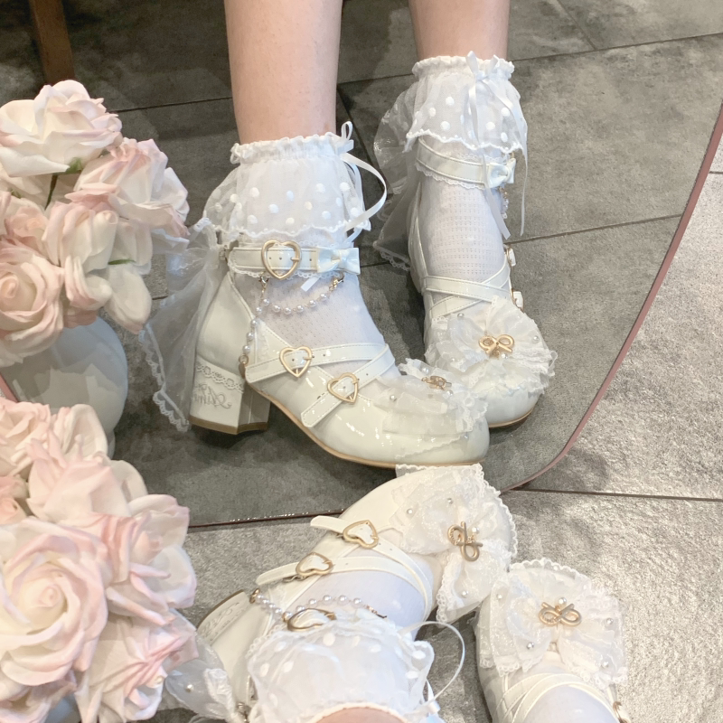 Aimee Showa Snow Princess Lolita shoes — Soft White colour, product view