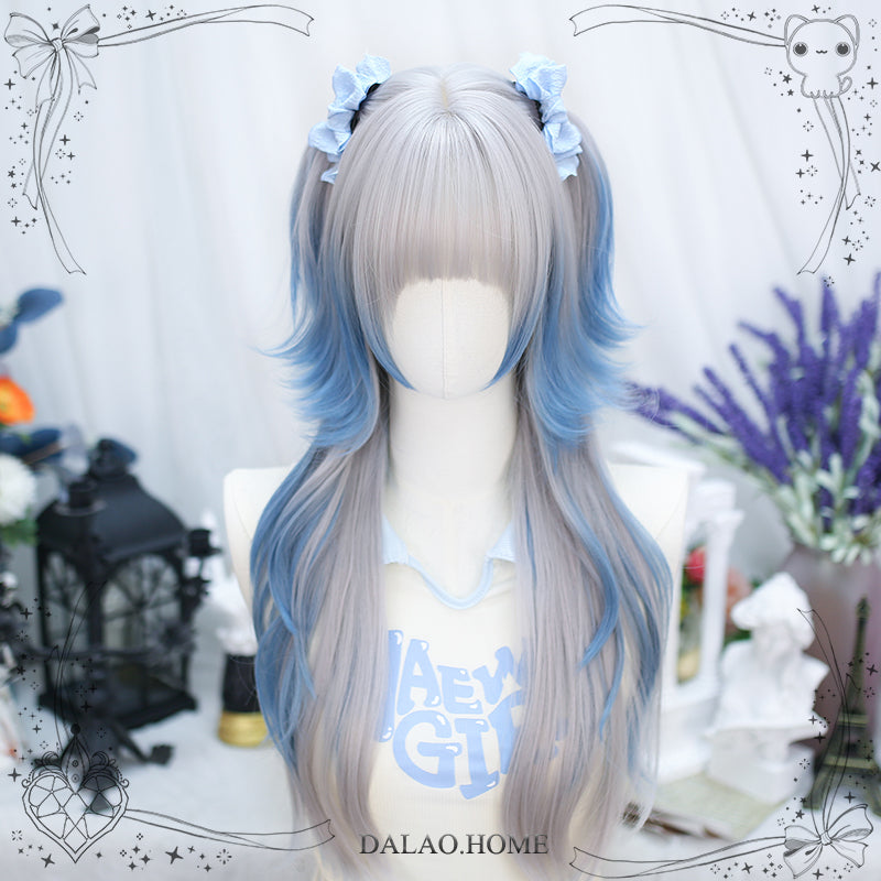 Dalao Home - Dalao - Natural Lolita Long Curly Gray Blue Wigs