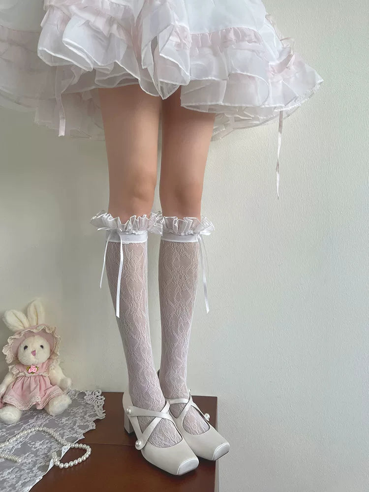 Sock Noble - Romantic Lace - Mid-calf socks with lace mesh