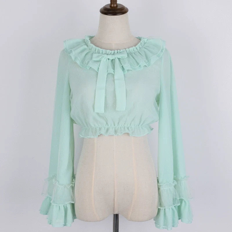 Sakurada Fawn - Plus Size Lolita Blouse Cheese - Chocolate Long Sleeve Innerwear