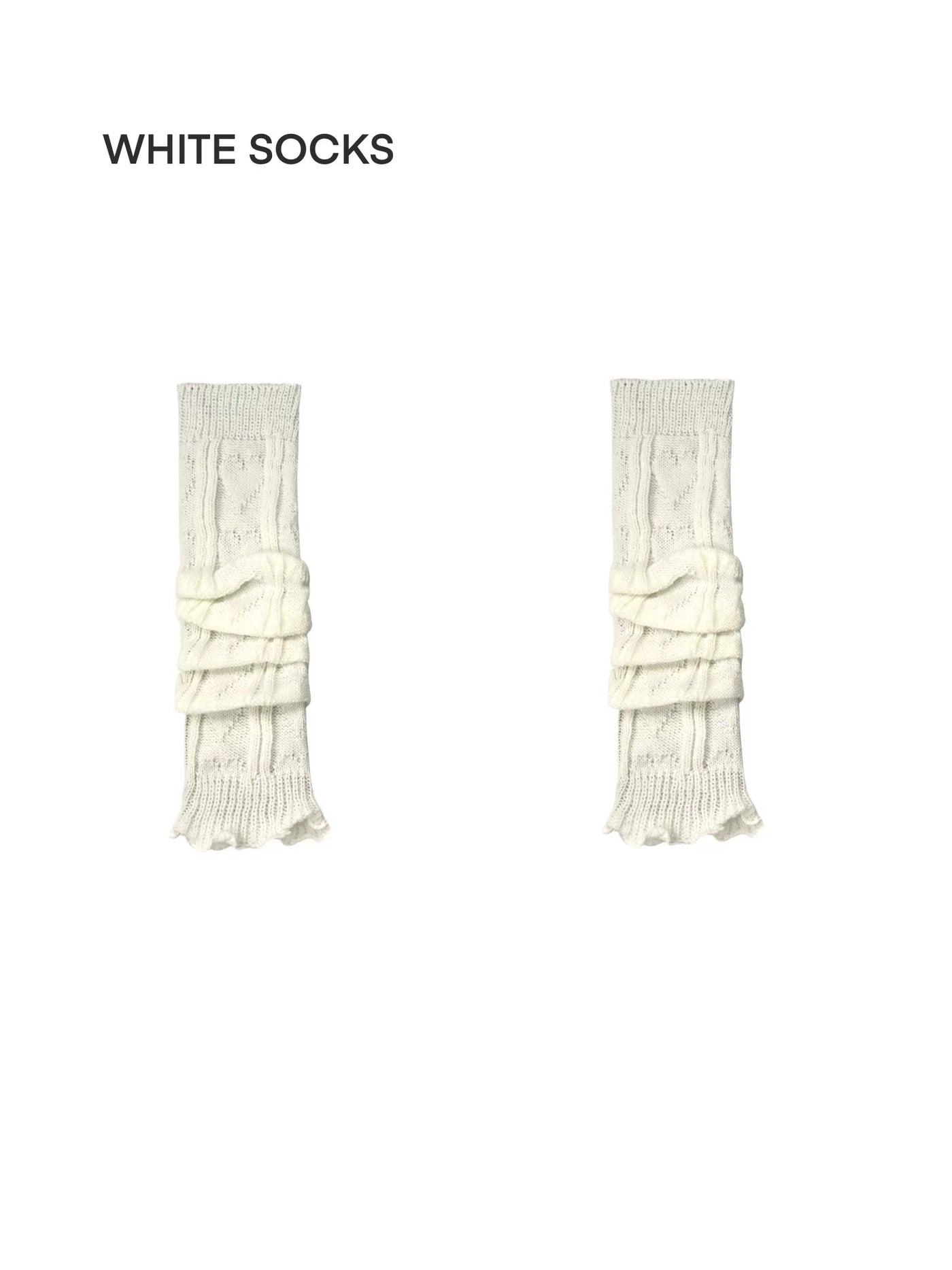 White Socks - Ribbed Slouch - Mid-Calf Slouch Socks with Flared Cuffs