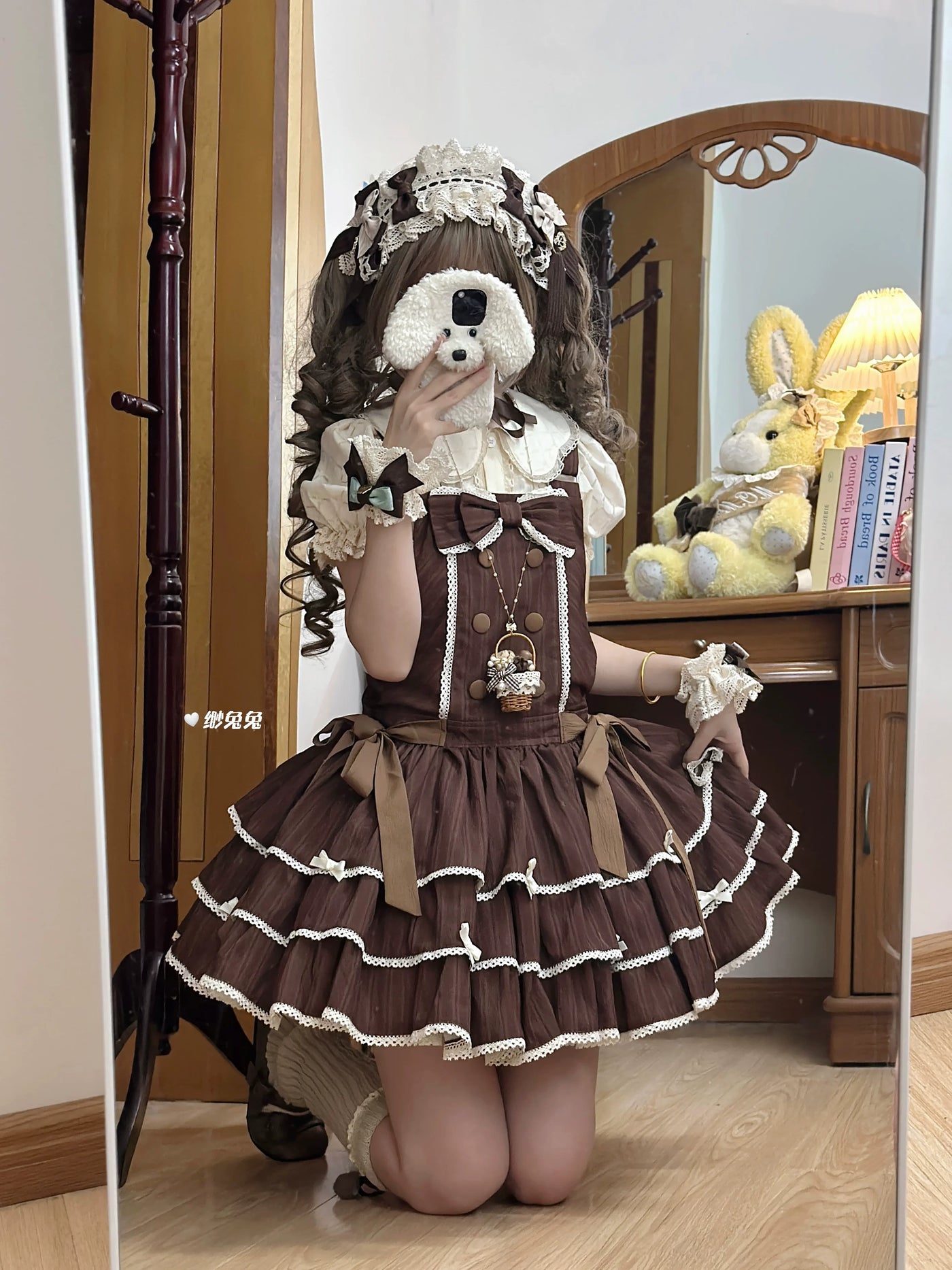 White Tea Story - Mian Mian Bing - Tiered cotton Lolita jumper skirt