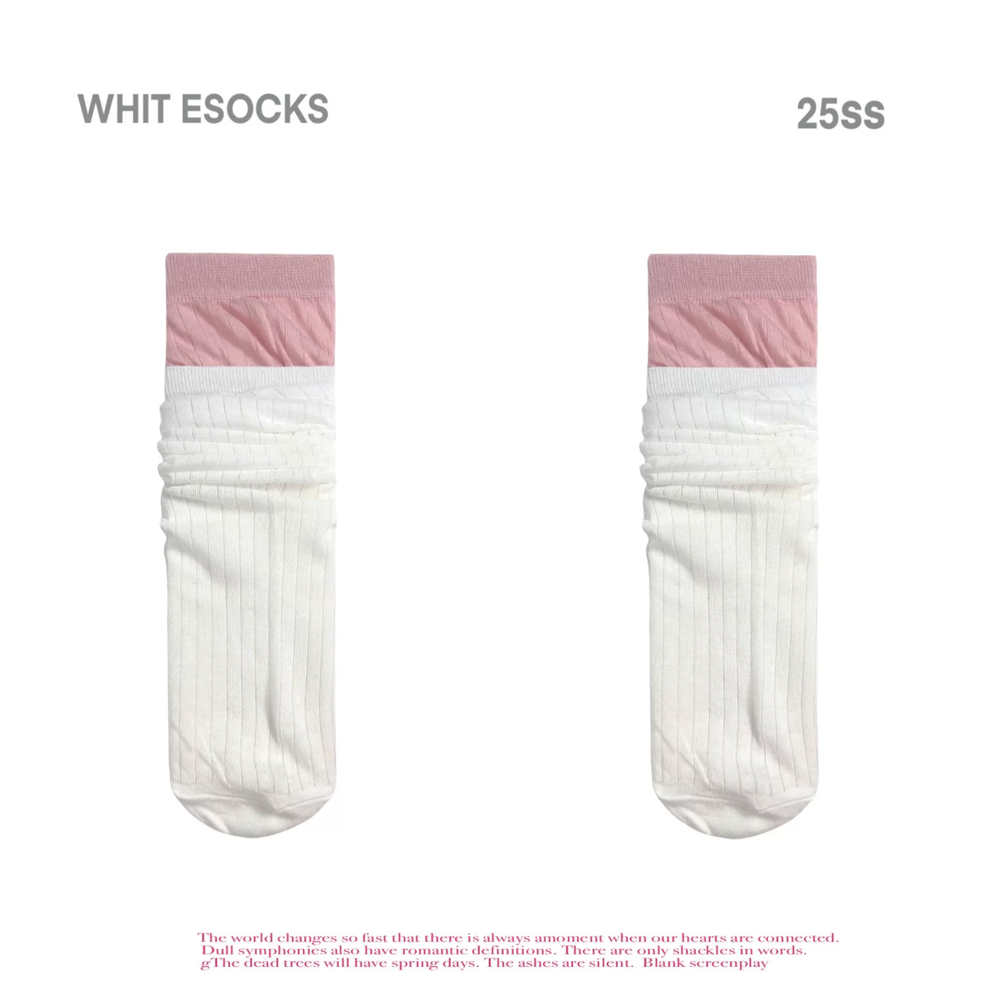 White Socks - Ballet Rib - Mid-Calf Socks with Double-Rib Contrast Cuffs