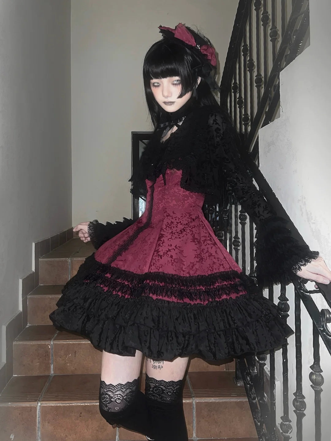 MILU ORIG - Six-Panel Gothic Lolita JSK Dress - Tiered Ruffles JSK Dress