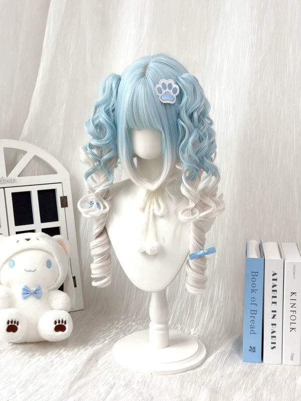 Kunkun Fish Sea Salt Dream blue-white twin-tail wig - view 1