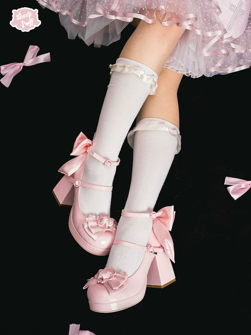 Sheep Puff Dream Crush Lolita heels featuring a pastel-colored design with puff details and a cute, feminine style.