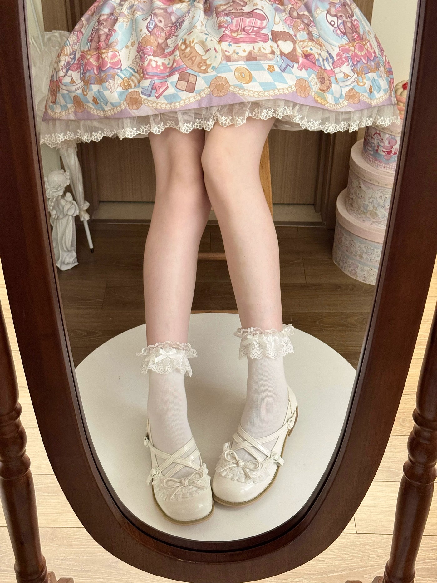 Fantasy Doll - Fresh Lace Bow - Cotton Short Socks with Lace Cuffs