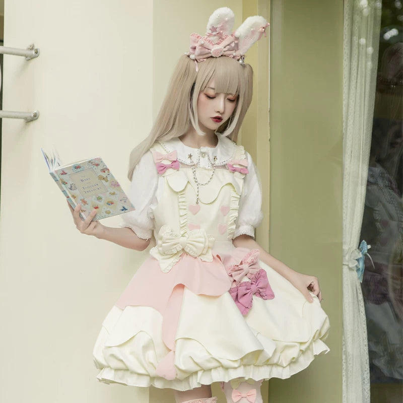 Leopard Cat Milky Fluffy OP dress by Lolita Fetch, featuring a cute, fluffy costume with leopard print and soft fabric details.