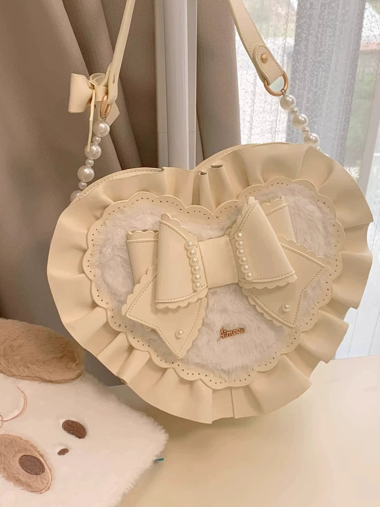 Aimee Little Gift Box Lolita bag — cream heart bag displayed upright