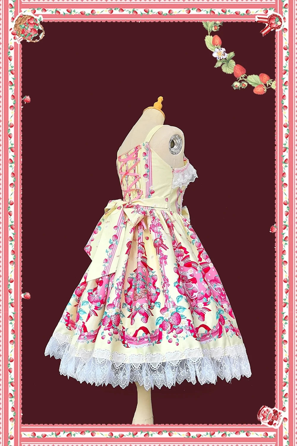 Infanta - Strawberry Culinary Maiden - Sweet Lolita JSK Dress With Strawberry Floral Print