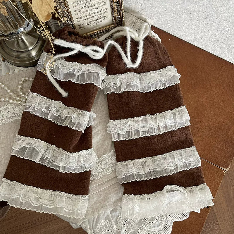 Sock Noble - Y2K Layered Lace Lolita - Sock covers with tiered ruffles and lace edging