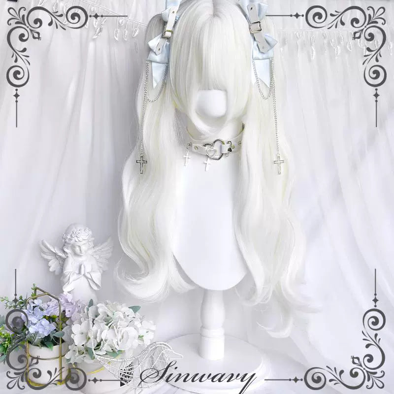 Sinwavy - White Gothic Lolita Wig - Roman Curls & Long Wavy Wig