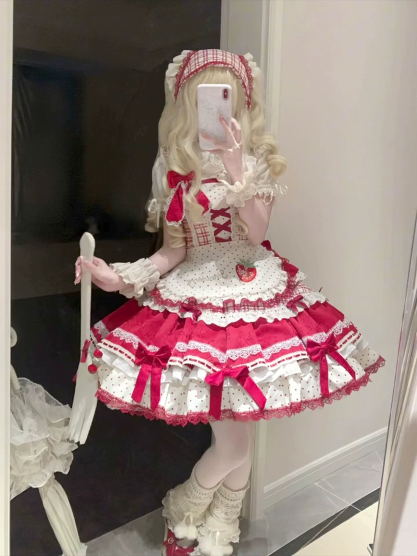 Dream Bunny - Strawberry Sweetheart - JSK Dress Set with Gingham Apron