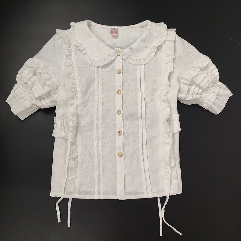 Sakurada Fawn - Plus Size Lolita Short Sleeve - Cotton Blouse Innerwear