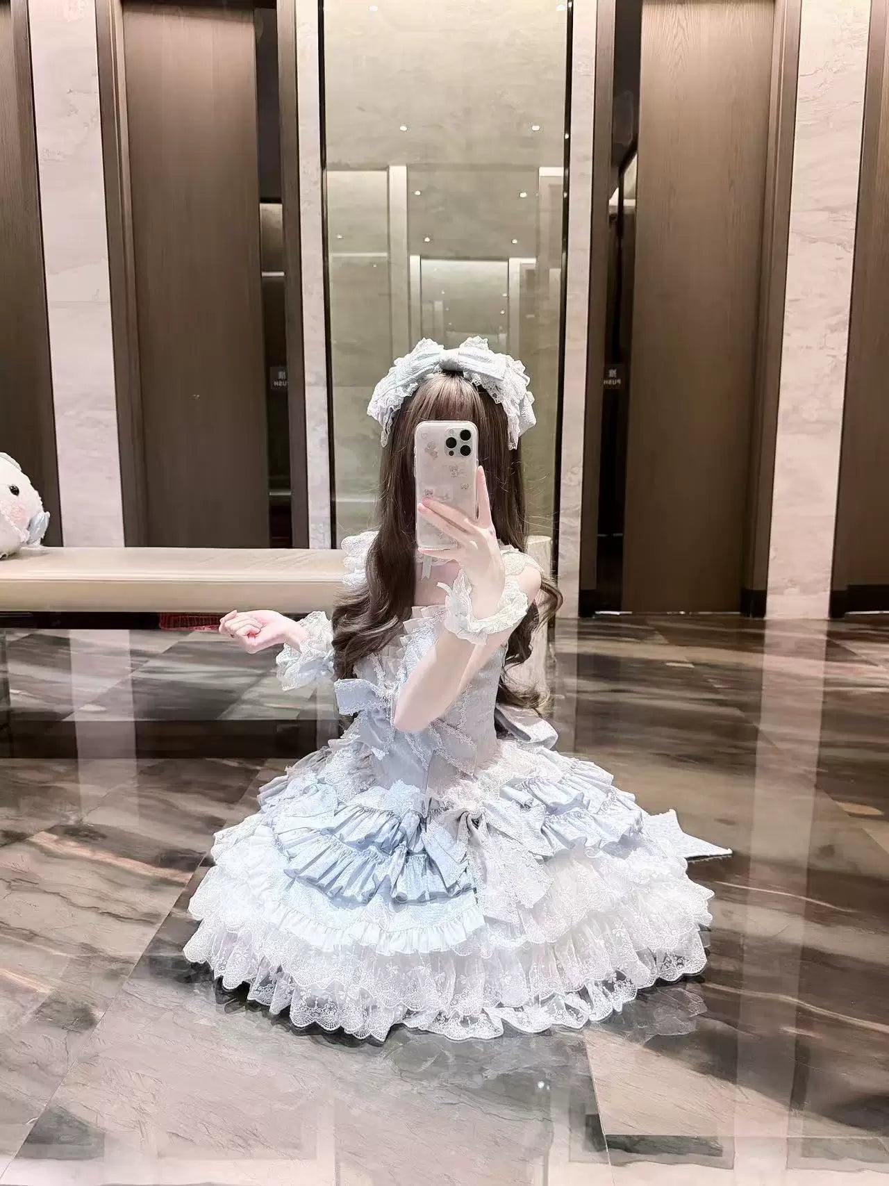 Alice - Dream Bouquet - Lolita Skirt with Tiered Ruffles and Optional Train