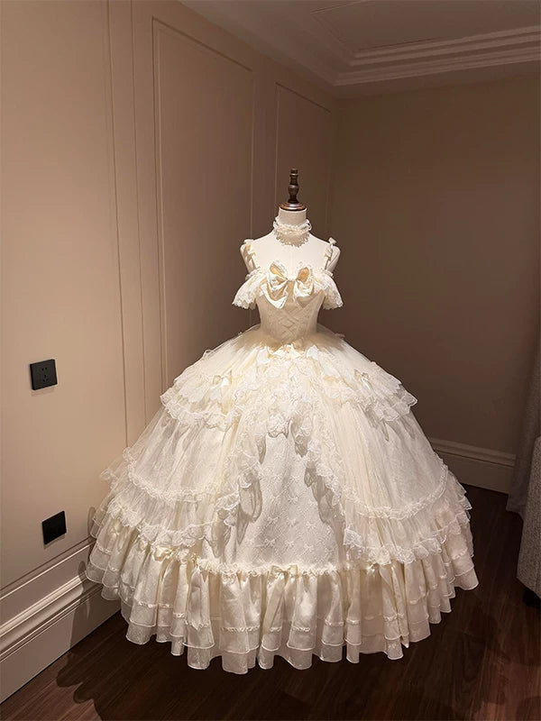 Flora Muse - Off-Shoulder Lolita Ballgown - Champagne formal lolita