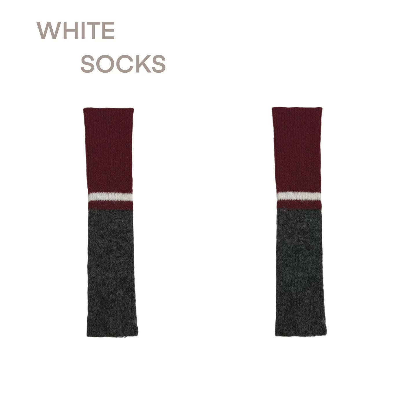 White Socks - Color-Block Slouch - Ribbed Color-Block Socks with Stripe Bands