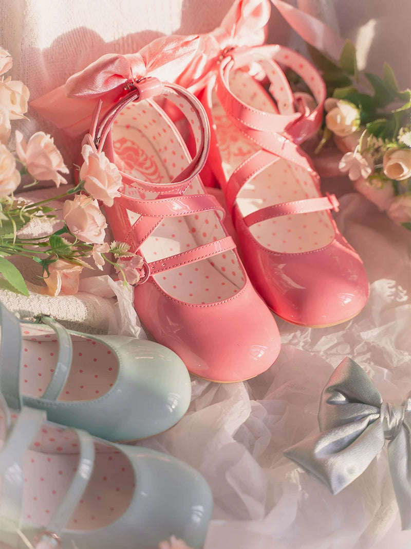 MODO Follow in the Moonlight Cross-Strap Bow Lolita Shoes – design details – view 14