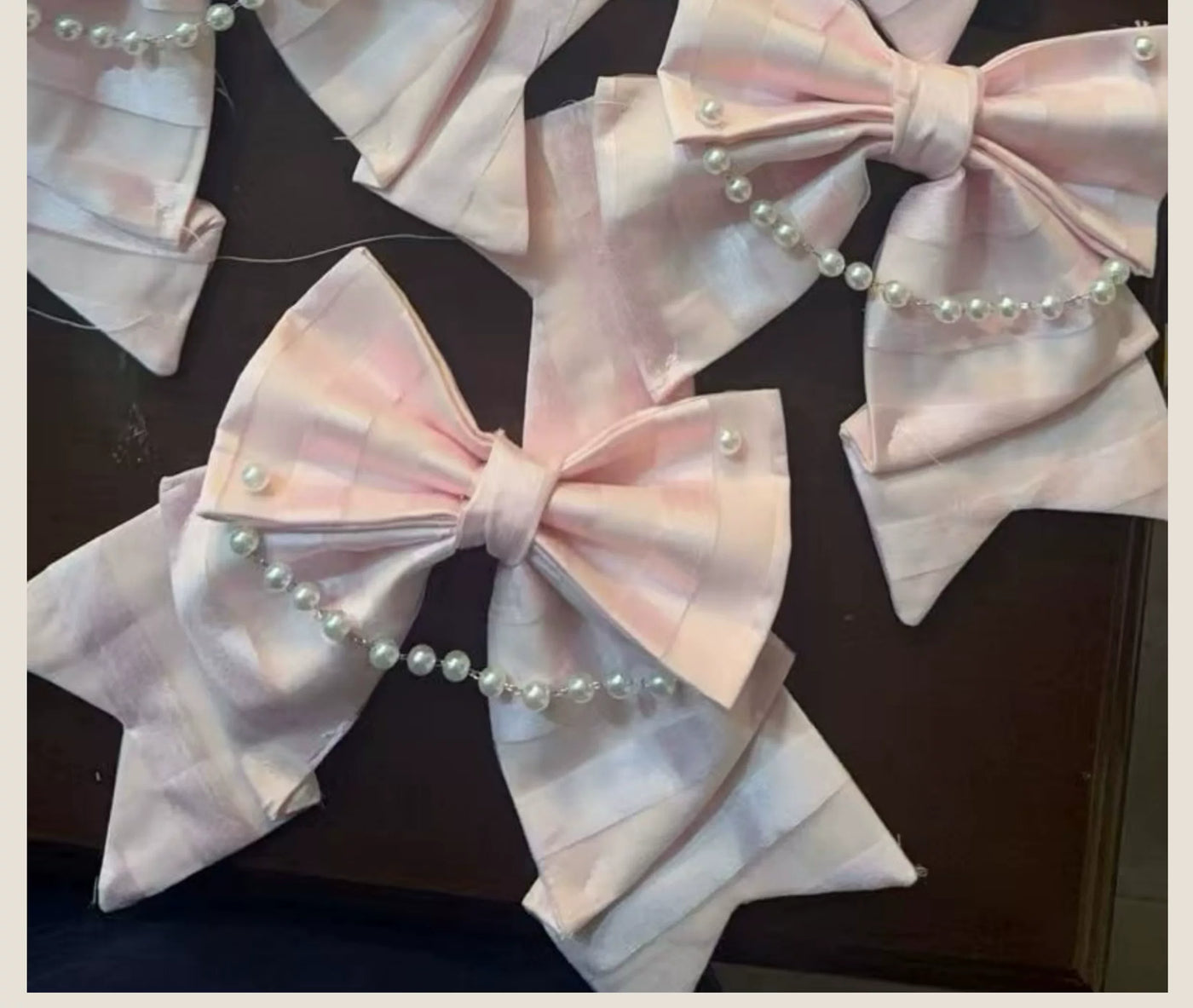 Tata Long Ear - Pearl Princess - White-and-Pink JSK Dress with Pearl Details and Scalloped Layers