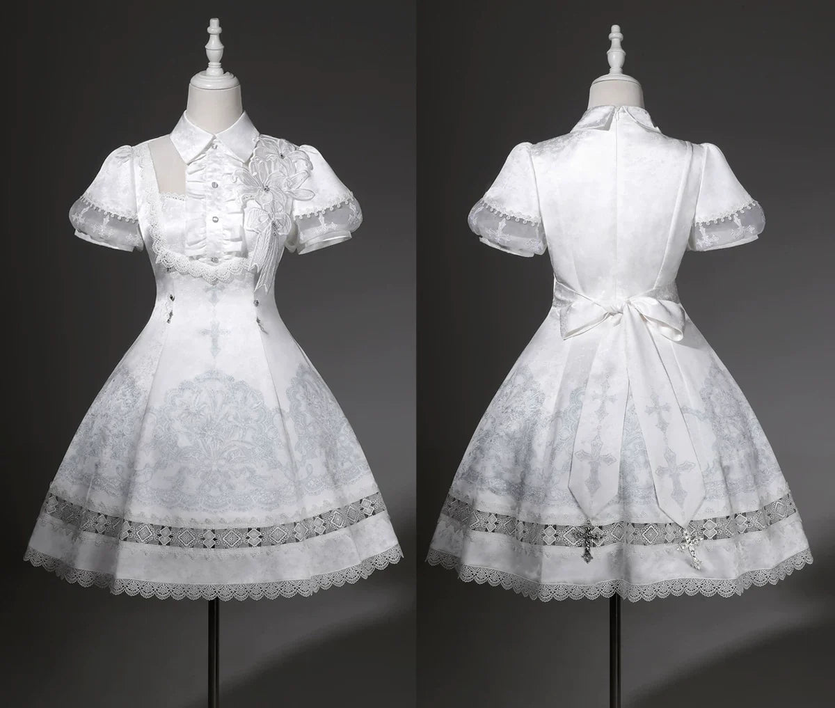 Letters from Unknown Star - White Classic Lolita Printed OP - Dress with Cross OP Dress