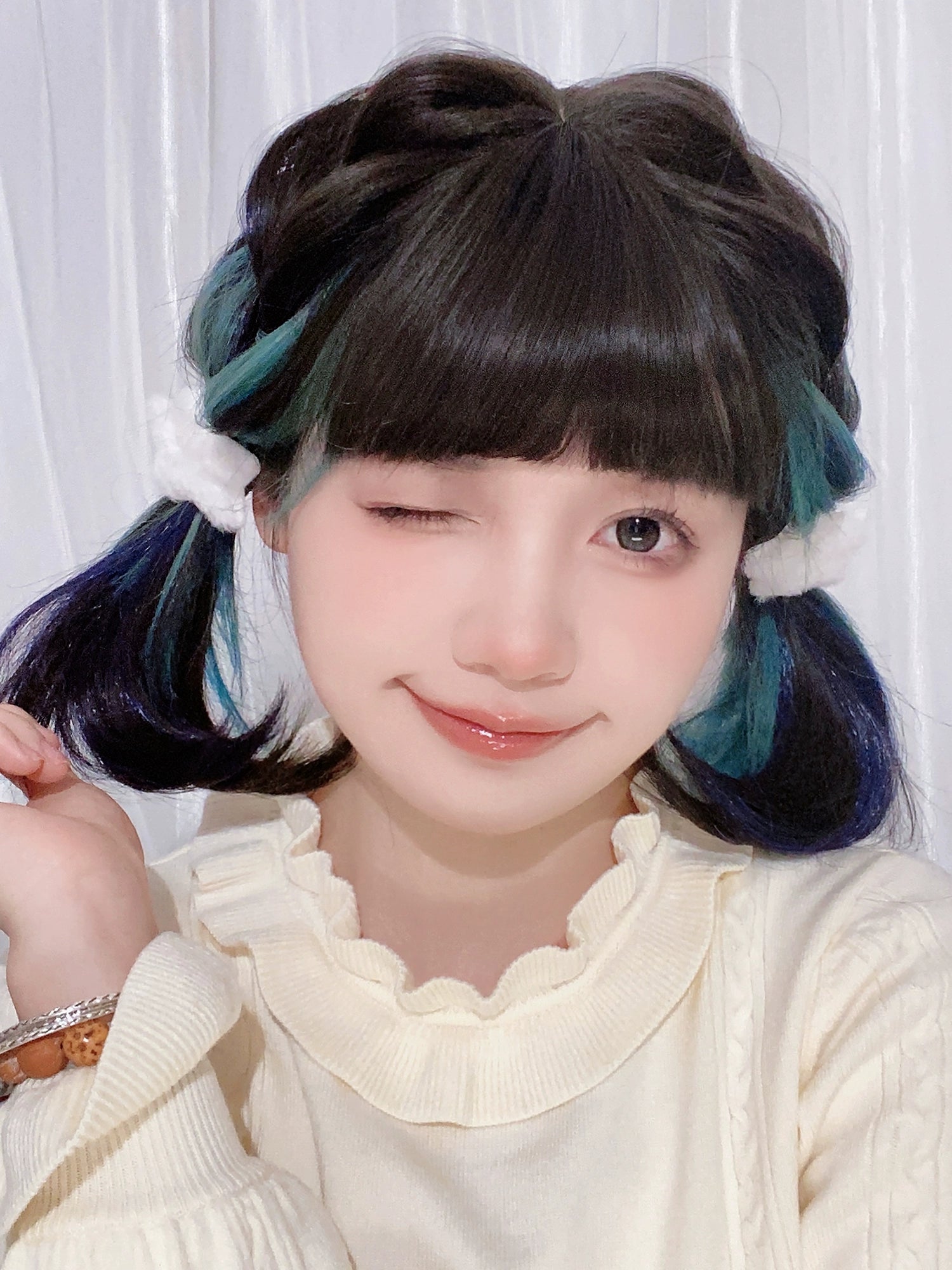 Spot MONKEEP Monkey Bajia, Sandwich Fruit Pie, Bangs Top Hair Piece Inner Buckle Interlayer Highlights, Original Wig