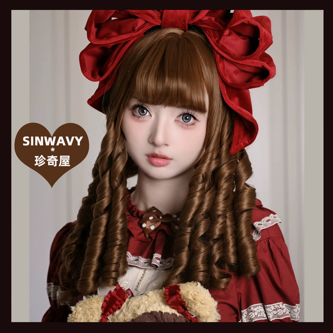 Sinwavy - Doll-like Roman Curl Lolita Wig - Straight Bangs Wig