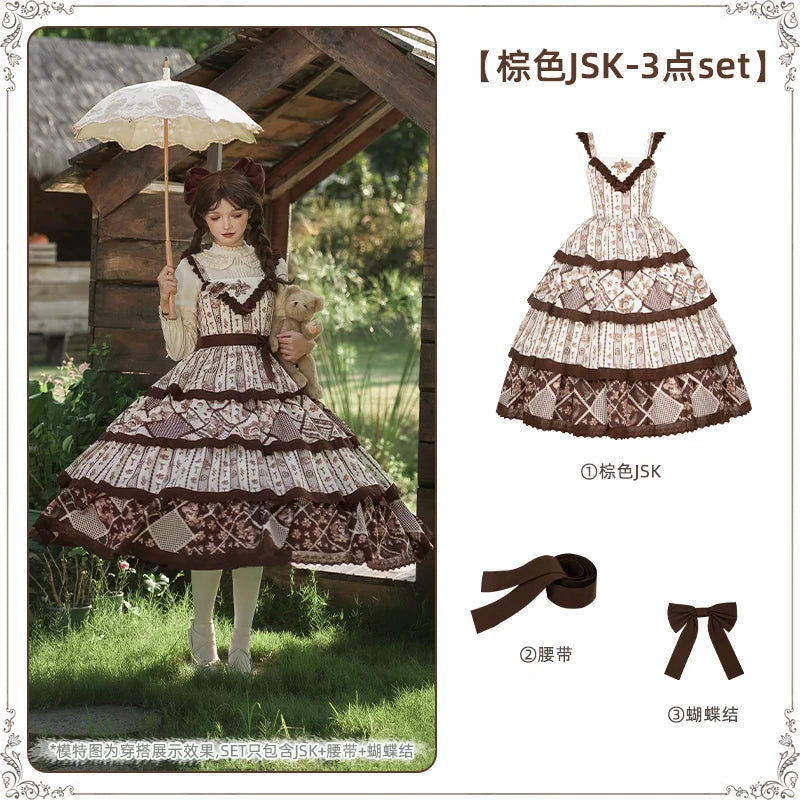 With PUJI - Letter and Poetry Sunflower Matters - Country Lolita JSK Embroidered Printed Lolita Dress detail view 14