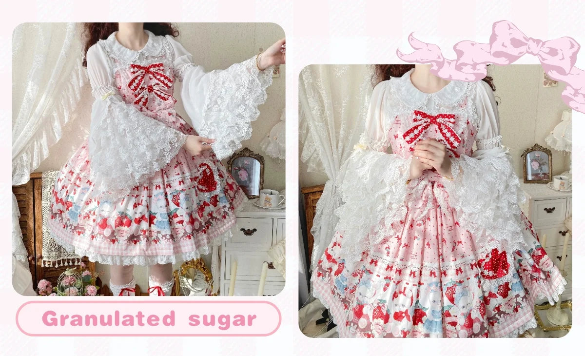 Qianmu - Granulated Sugar - Doll-like Sweet Lolita Lace Blouse, Hime Sleeve