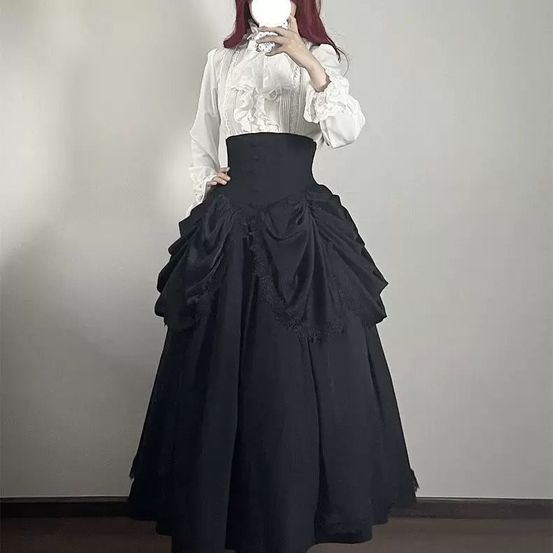 Sweetheart Dream Machine - Sleepwalking - Blouse and Skirt Set with Layered Ruffle Sleeves