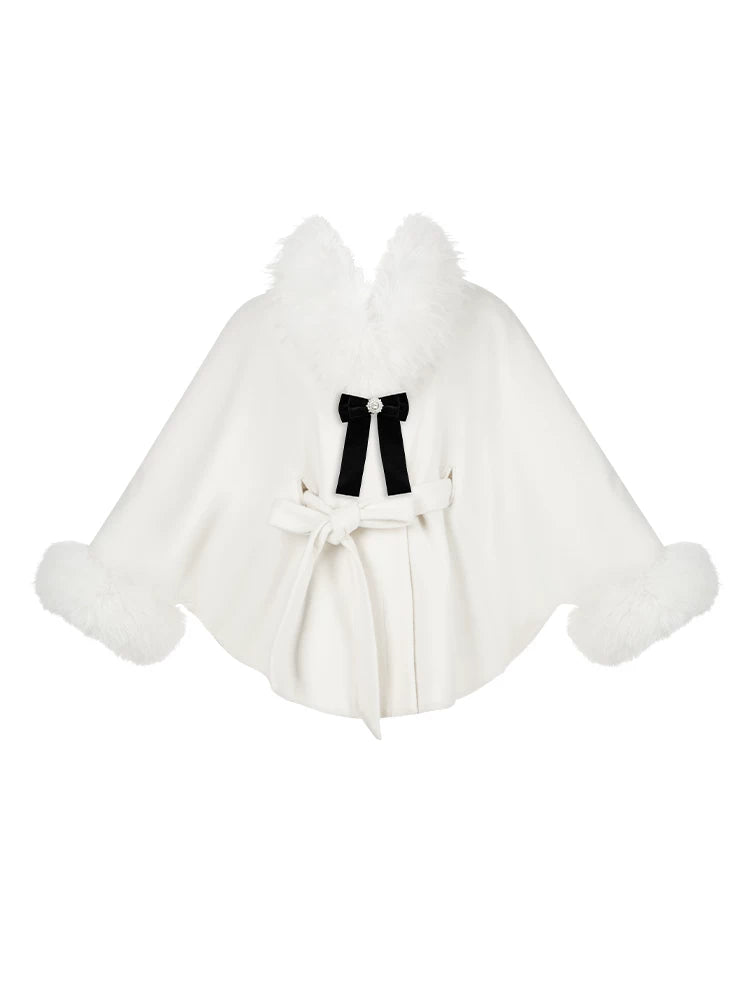 With PUJI - Winter Island Memory - Elegant Lolita Winter Coat & OP Dress Set detail view 5
