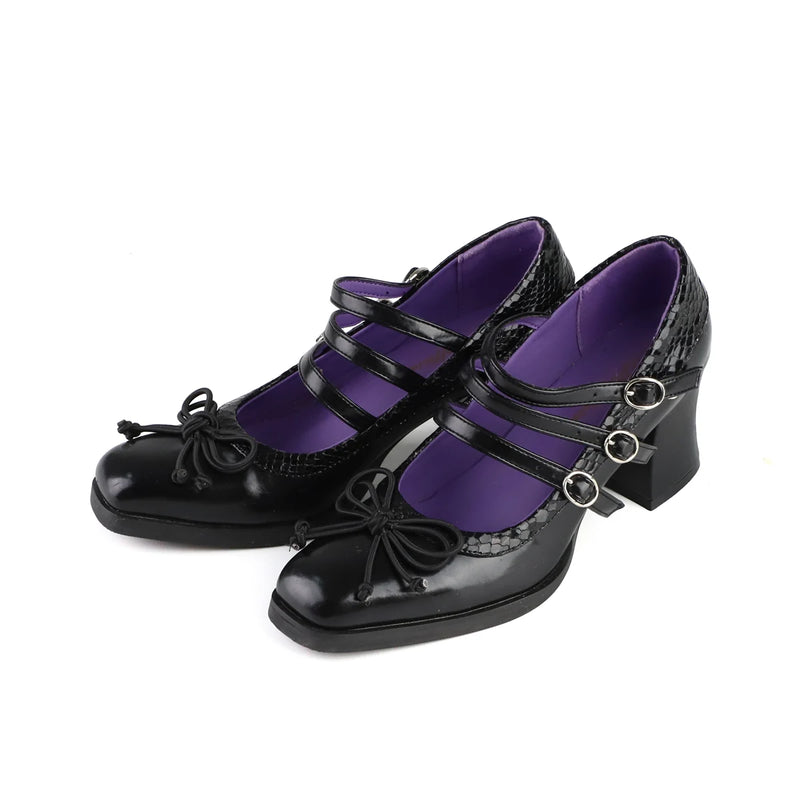 MODO Medusa Textured Gothic Lolita Heels – Black – view 7