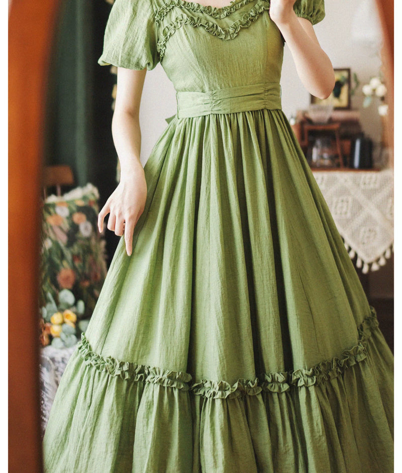 Forest Wardrobe - Forest Pastoral - Square-Neck Ruffle Dress and Underskirt - 5