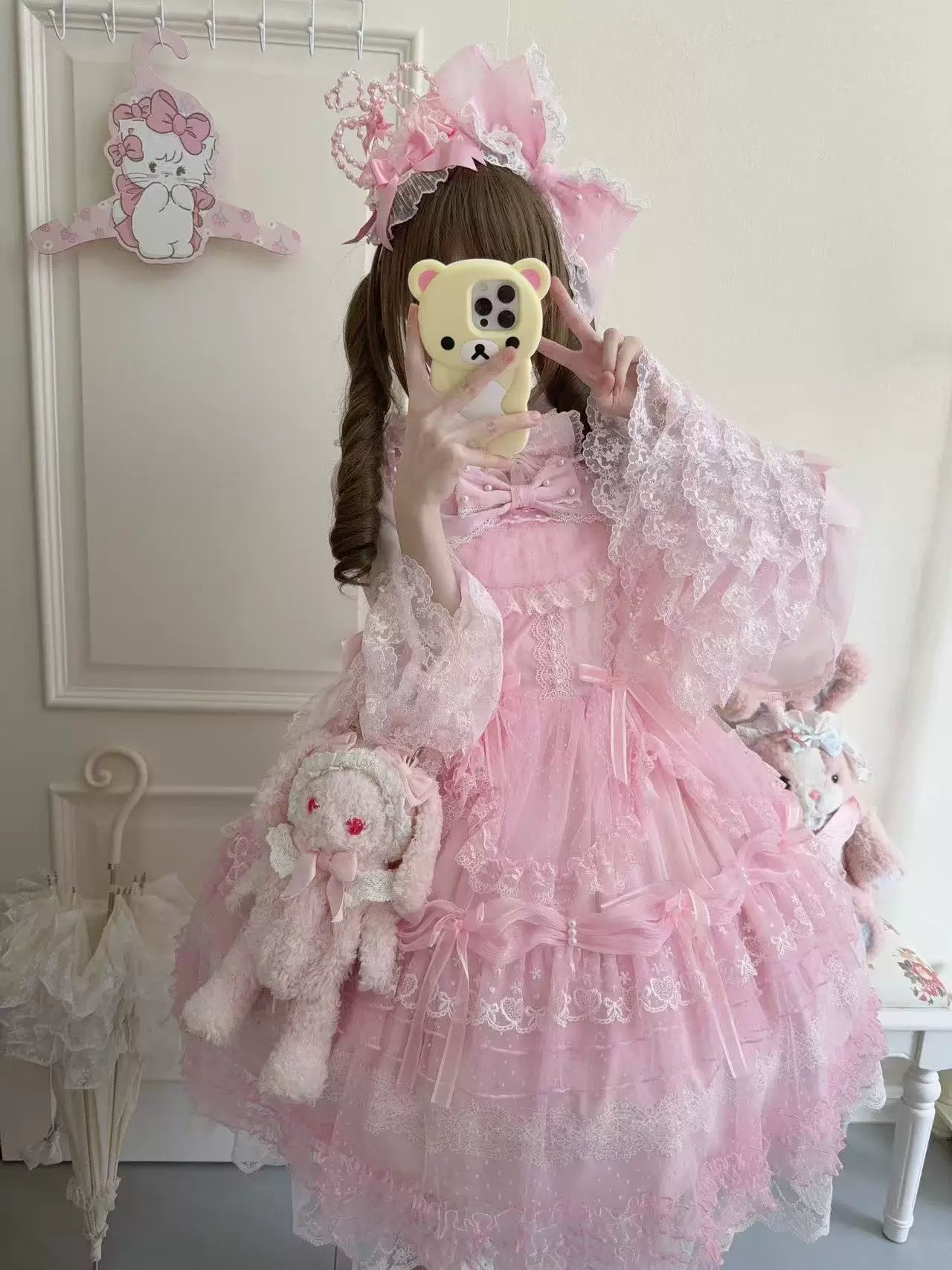 Sugar Girl - Sugar Knot - Sweet Lolita Chiffon JSK, Tiered Skirt, Doll-Like