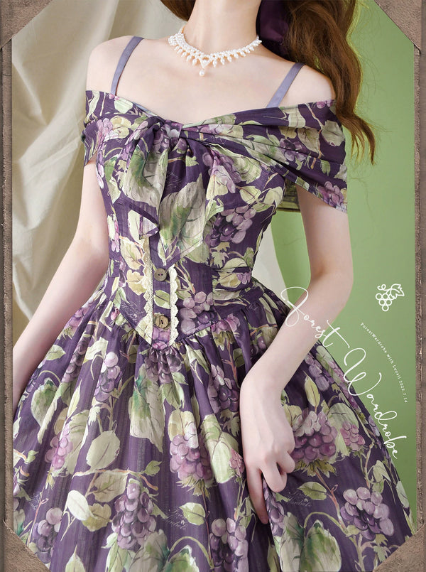 Forest Wardrobe - Forest Grapes - Classic Lolita JSK Dress and Headband - 1