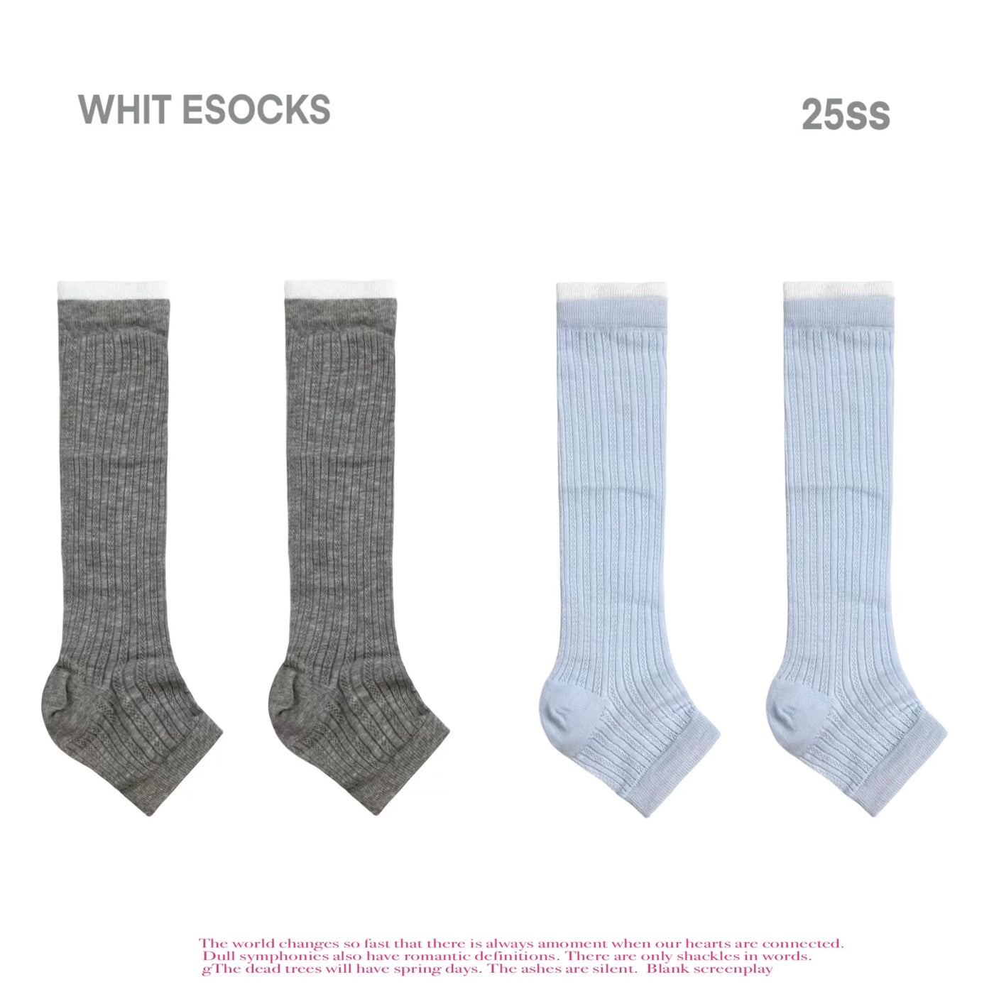 White Socks - Ballet Stripe - Sheer Stirrup Mid-Calf Socks with Vertical Stripes