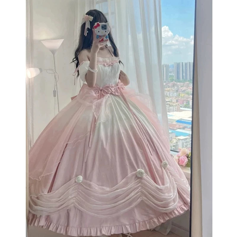 Emoji Dream - True Love's Kiss Lolita OP - Gradient pink off-shoulder