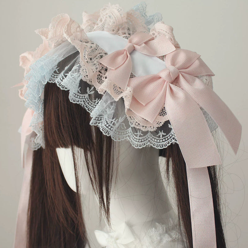 Christmas Lolita Headdress & Veil Options — Blue-Pink Headband