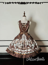 Alice Girl - Bear Chocolate Bar - Kawaii Lolita JSK & Salopette Dress - JSK / XS