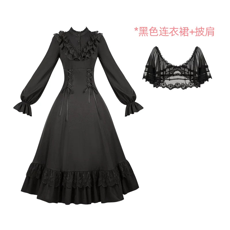 With PUJI - White Daylight - Elegant Lolita Long Sleeve OP Dress, Side Zipper detail view 9