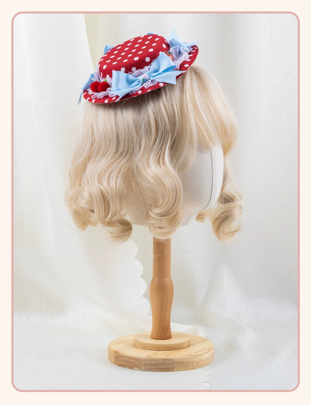 Stardust Rose - Strawberry Polka Dot - Six-Style Headwear Selection with Ice-Blue Ribbons