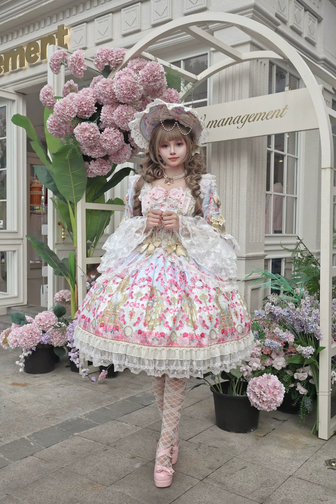 Sugar Girl - Rose Garden Prelude - Sweet Lolita OP Dress, Floral Printed