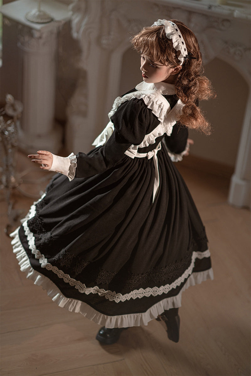 Your Princess - Maid Lolita Puff Sleeve Black Dress - OP Dress