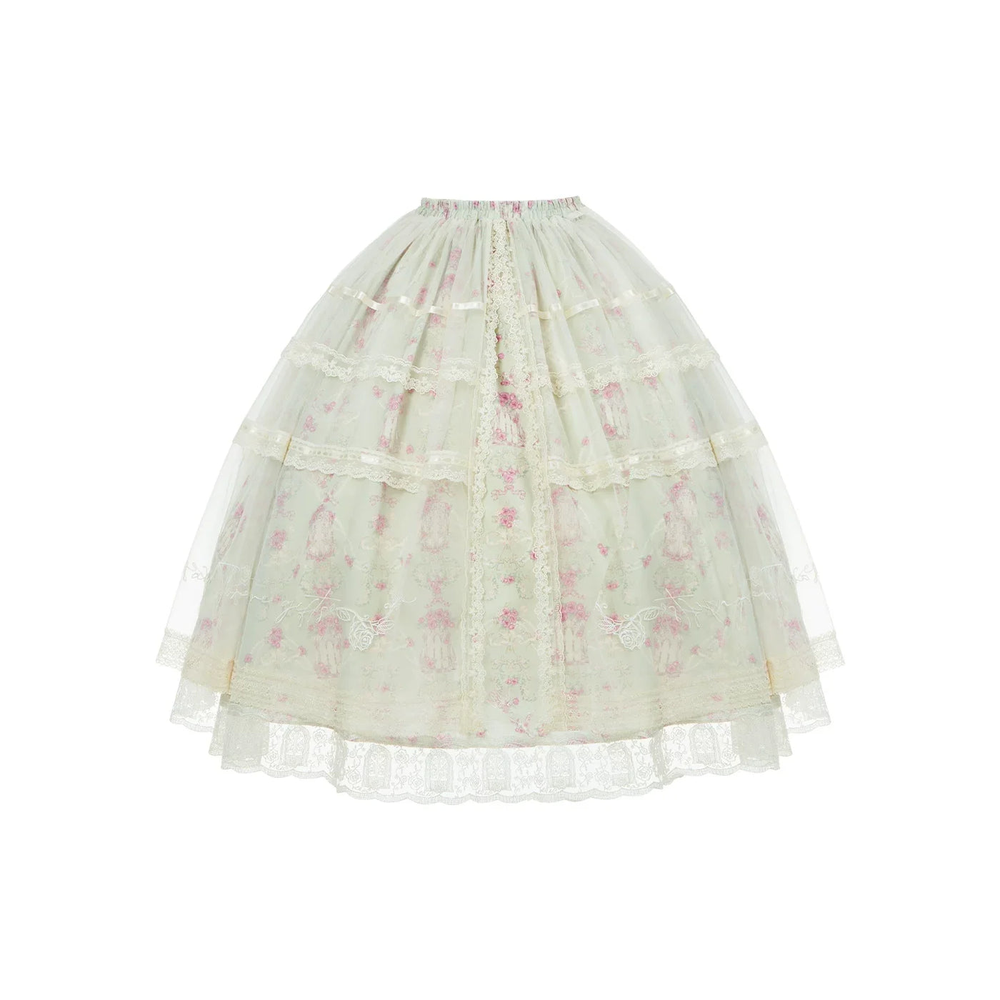 Wind Swept Roses - Classic Lolita Rose Printed Dress Set, Petal Hem SK Only S