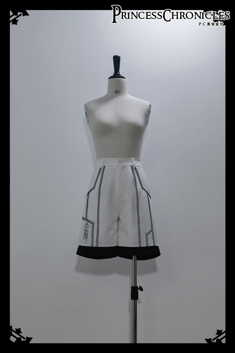 Dry sea and Ashlar - Handsome Futuristic Style White Short Set (2XL L M S XL) 21142:295366