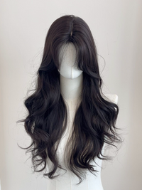 Kunkun Fish - Golden Indulgence - layered long wave wig - Black tea + wig cap (high-layer)