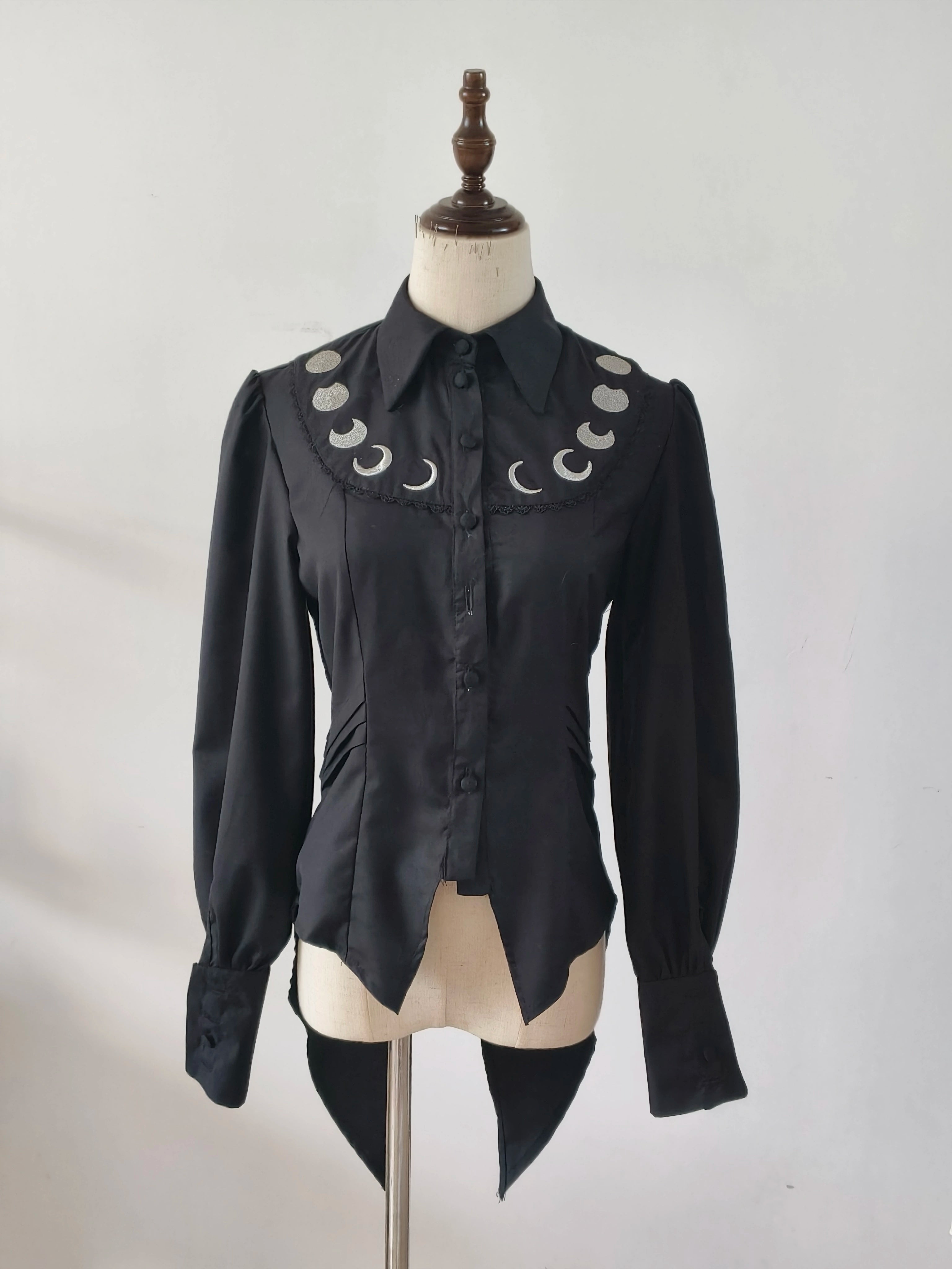 Spot Page Moon Phase Embroidery Shirt Acorn Lolita Original Design Gothic Everyday Elegance Inside