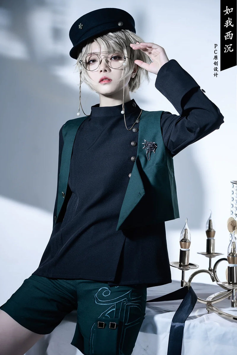 Princess Chronicles - As I Sink West - Retro Ouji Lolita Prince Style Black Blouse