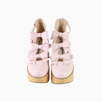 MODO - Bow Knots - Bow Rocking-Horse Lolita Shoes - Pink / 35