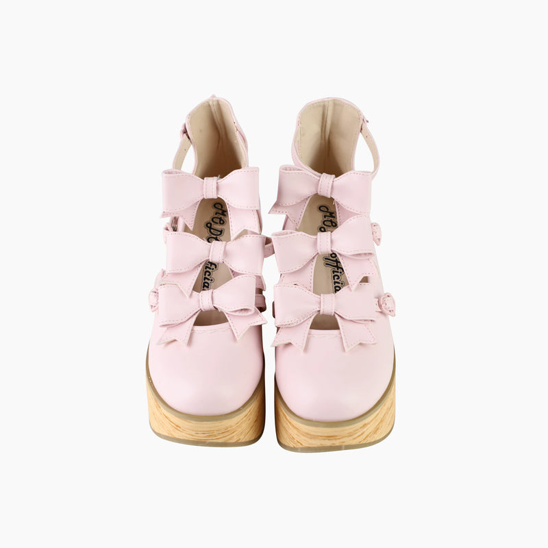 MODO Bow Knots Bow Rocking-Horse Lolita Shoes – Pink – view 6