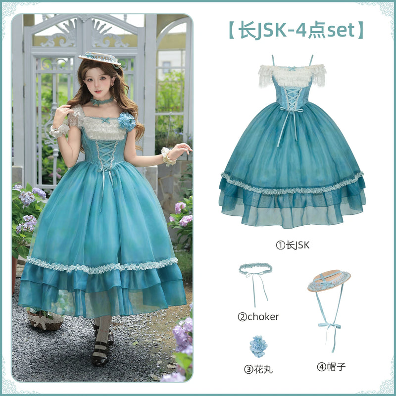 With PUJI - Water Lily - Lolita Dress Collection, Print & High-waist Silhouette detail view 8